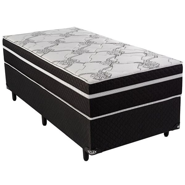 Cama Box Solteiro Biflex Lyon com Pillow Inn e Molas Pocket 70 x 88 x 188cm Branco com Preto