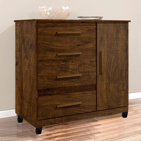 Cômoda Benetil Florença MDP 1 Porta 4 Gavetas com Puxadores Imbuia Cômoda Benetil Florença MDP 1 Porta 4 Gavetas com Puxadores Imbuia