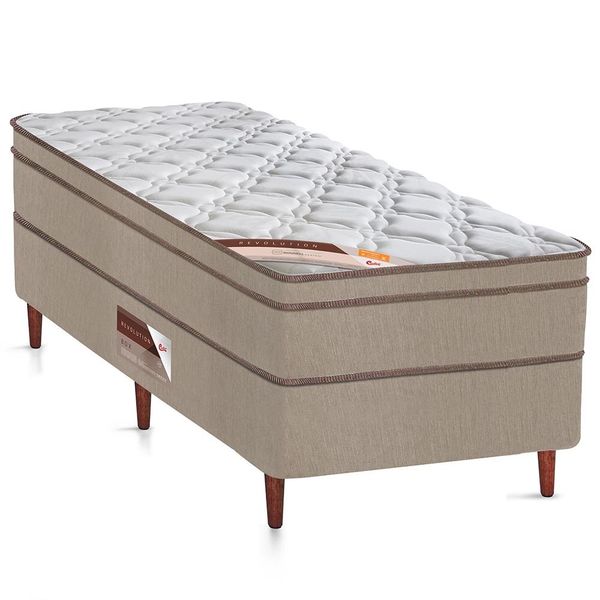 Cama Box Solteirão Castor Revolution com Molas Ensacadas 66x96x203cm Branco com Bege