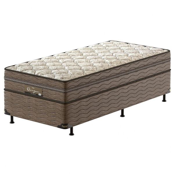Cama Box Solteiro Óregon com Euro Pillow e Molas Prolastic 62x88x188cm Probel Bege com Marrom