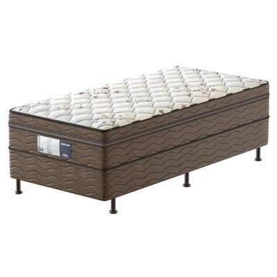 Cama Box Conjugada de Solteiro PROdormir Probel Gray com Pillow Top e Espuma D28 50x88x188 cm Branco com Marrom
