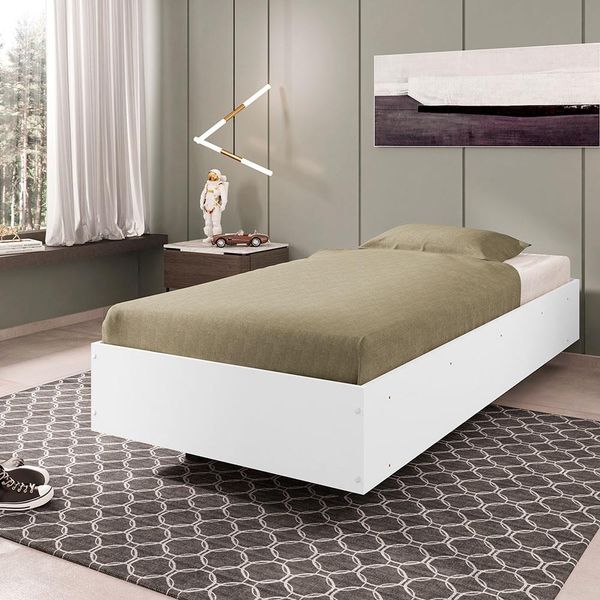Cama Box de Solteiro Framar Pequim Branco Cama Box de Solteiro Framar Pequim Branco