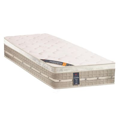 Cama Box Solteiro Premium com Mola Tecnopedic 69x88x188cm Castor Branco com Bege