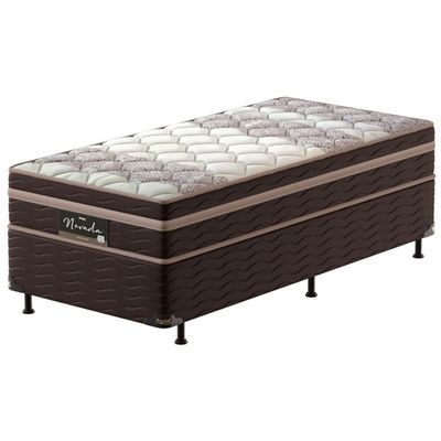 Cama Box Solteiro Nevada com Euro Pillow e Molas Ensacadas 64x88x188 cm Probel Bege com Marrom