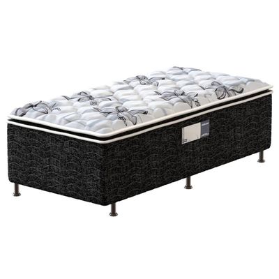 Cama Box Conjugada de Solteiro PROdormir Advanced com Pillow Top e Espuma D28 50x88x188 cm Probel Branco e Preto
