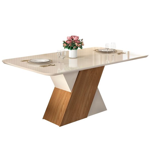 Mesa de Jantar Itaim 80 x 170 cm DJ Móveis Ginger com Off White