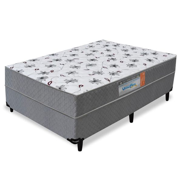 Cama Box Conjugado Solteiro Umaflex Verona com Molas Ensacadas 59x88x188 cm Cinza com Branco