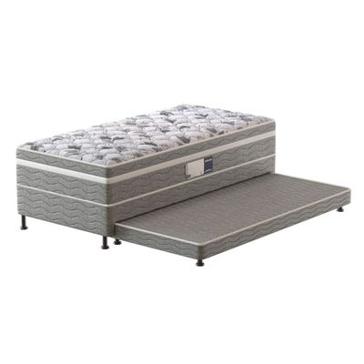 Cama Box Conjugada de Solteiro PROdormir, Advanced com Cama Auxiliar Probel Branco com Cinza