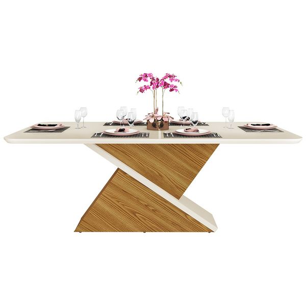 Mesa de Jantar DJ Móveis Campinas 81,5 x 200 cm Ginger com Off White