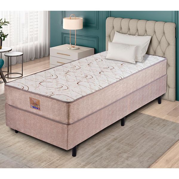 Cama Box Solteirão Apolo Spuma Essenza Comfort com Pillow In e Molas Ensacadas 63x96x203cm Palha com Marrom