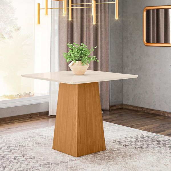 Mesa de Jantar Henn Ferraro 90x90 cm Naturale com Off White Mesa de Jantar Henn Ferraro 90x90 cm Naturale com Off White