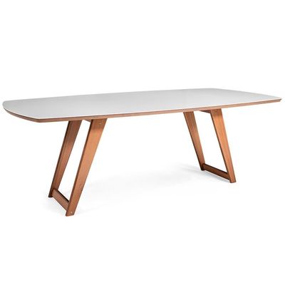 Mesa de Jantar Moara 75x180x100 cm Herval Off White com Amêndoa