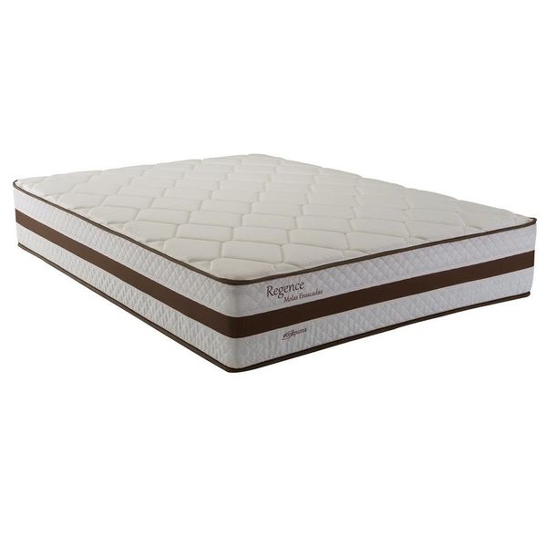 Colchão Queen Size Herval Regence com Pillow Top e Molas Ensacadas Marrom com Branco