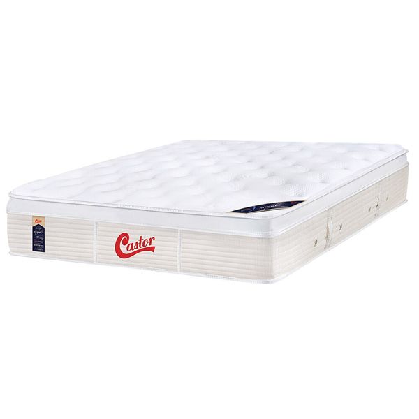 Colchão Queen Castor Gold Star Vitagel com Molas Ensacadas e Euro Pillow 32x158x198 cm Branco com Bege