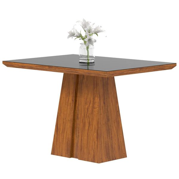Mesa de Jantar Viero Esmeralda com Tampo de Vidro 120cm x 90cm Grapia/Preto Mesa de Jantar Viero Esmeralda com Tampo de Vidro 120cm x 90cm Grapia/Preto