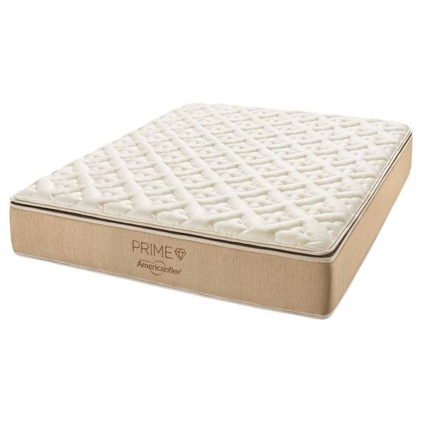 Colchão Queen AmericanFlex Prime Pillow Top e Molas Ensacadas Bege Pérola