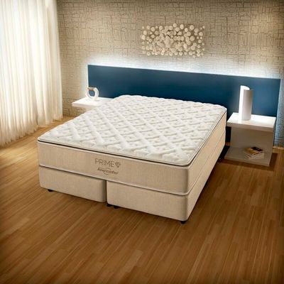 Colchão Queen AmericanFlex Prime Pillow Top e Molas Ensacadas Bege Pérola