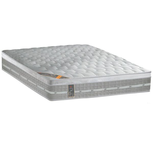 Colchão Queen Castor Premium Gel com Euro Pillow e Molas Ensacadas 32x158x198 cm Branco com Cinza