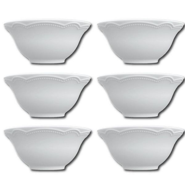 Conjunto de Bowls Germer Cottage em Porcelana 400 ml 6 Peças Branco