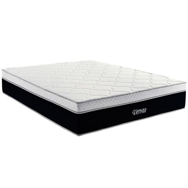 Colchão King Verona com Euro Pillow e Molas Pocket Biflex Branco com Preto Colchão King Verona com Euro Pillow e Molas Pocket Biflex Branco com Preto
