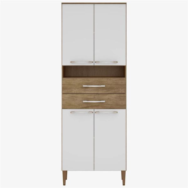 Paneleiro Duplo Safira Plus com 4 Portas e 2 Gavetas Bartira Damasco com Branco Paneleiro Duplo Safira Plus com 4 Portas e 2 Gavetas Bartira Damasco com Branco
