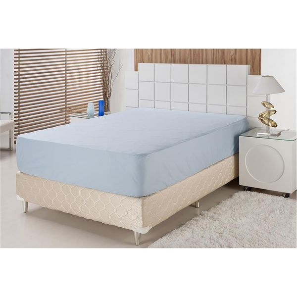 Lençol com Elástico Casal 3766 Plumasul 230 Fios Azul