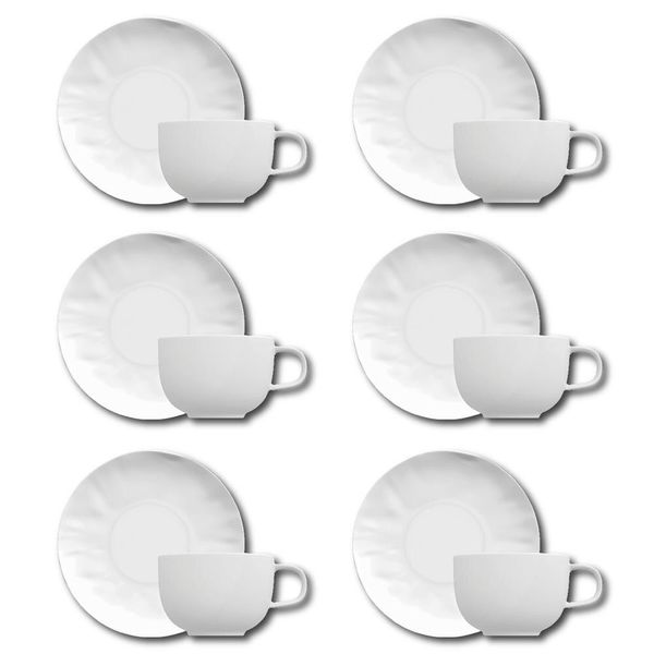 Conjunto de Xícaras para Café Germer Orgânico em Porcelana 80 ml 6 Peças Branco