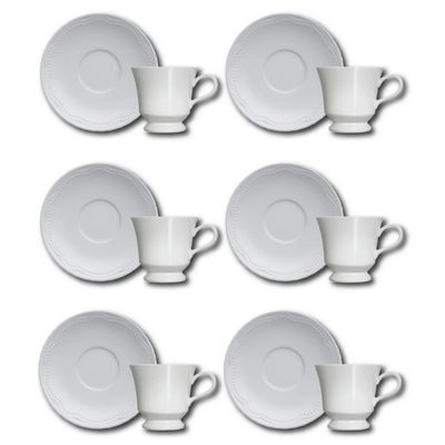 Conjunto de Xícaras para Café Germer Cottage em Porcelana 80 ml 6 Peças Branco
