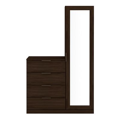 Cômoda Sapateira Versatti com 4 Gavetas 1 Porta e Espelho Bartira Café