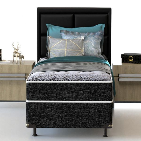 Cama Box de Solteiro Probel Guarda Costas Promiddle Espuma D28 Branco com Preto