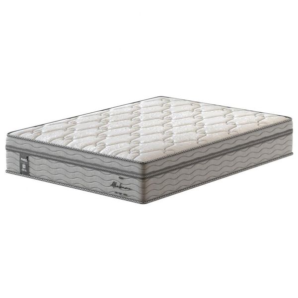 Colchão Casal Alabama com Euro Pillow e Molas Ensacadas 30x138x188cm Probel Branco com Cinza