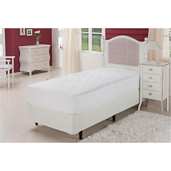 Protetor de Colchão Solteiro Plumasul Impermeável Matelassê Soft Touch em Microfibra Branco