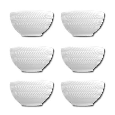 Conjunto de Bowls Germer Chevron em Porcelana 400 ml 6 Peças Branco