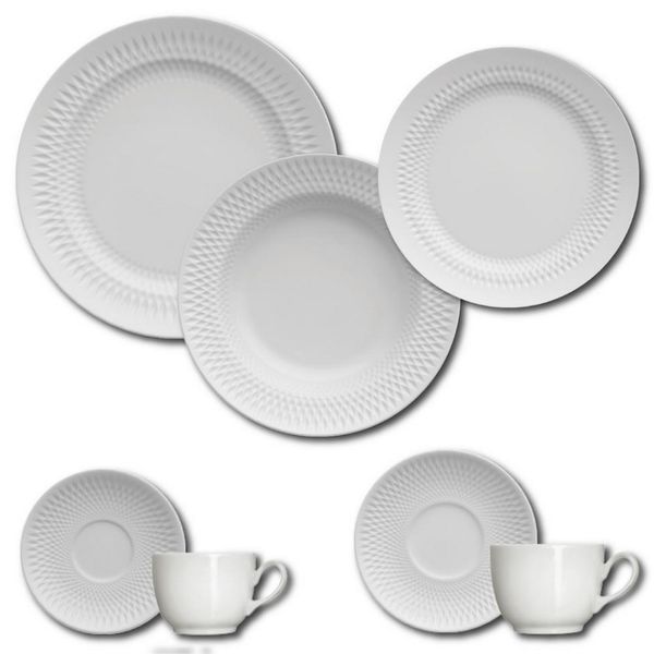 Aparelho de Jantar 42 Peças Germer Oslo em Porcelana Branco