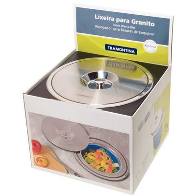 Lixeira de Embutir Tramontina 5 Litros Tampa Clean 94518/005 Preto com Inox