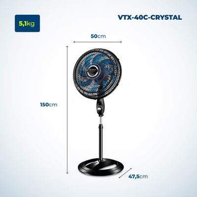 Ventilador de Coluna  Super Turbo 8 Pás Mondial - VTX-40C-CRYSTAL 220V