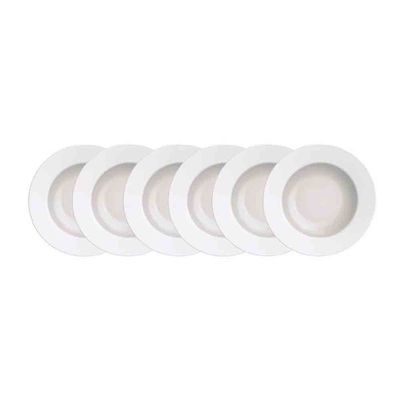 Conjunto com 6 Pratos Fundos Tramontina Maria Augusta em Porcelana 23 cm Branco