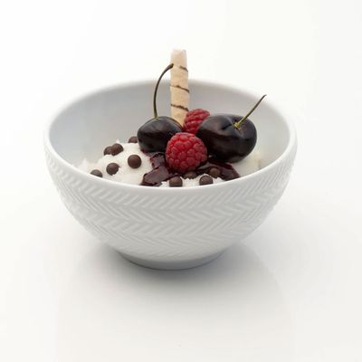 Conjunto de Bowls Germer Chevron em Porcelana 400 ml 6 Peças Branco