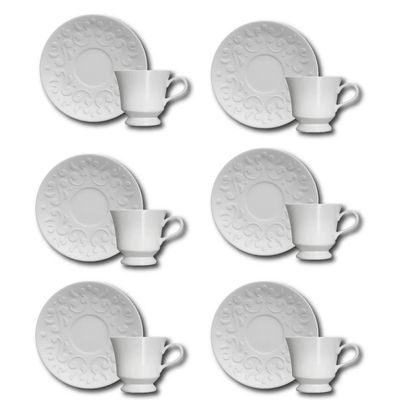 Conjunto de Xícaras para Café Germer Tassel em Porcelana 80 ml 6 Peças Branco