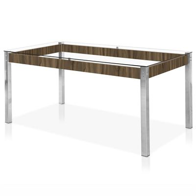 Mesa de Jantar Aço Nobre Cláudia 76,5x160cm Cromada/Nogal