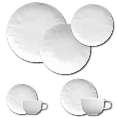 Aparelho de Jantar, Chá, Café e Sobremesa 42 Peças Germer Orgânico em Porcelana Branco