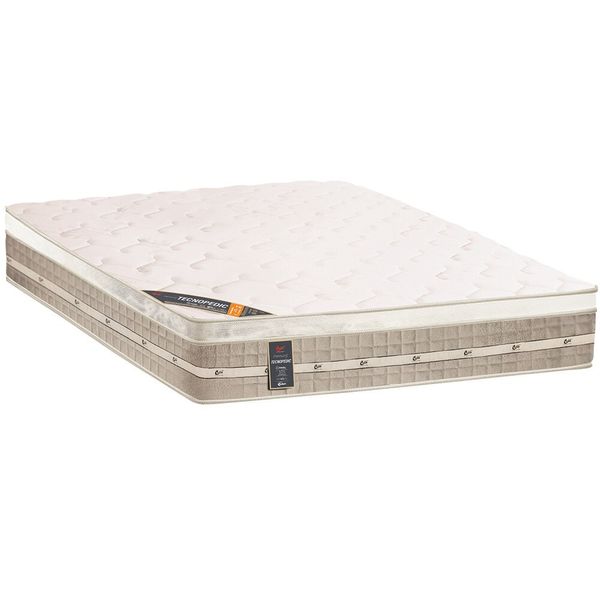 Colchão Queen Castor Premium com Euro Pillow e Molas Tecnopedic System 30x158x198 cm Branco com Bege