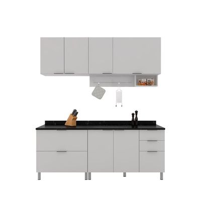 Cozinha Bartira Rubi com 6 Portas, 5 Gavetas e 4 Prateleiras - 4 Peças Branco