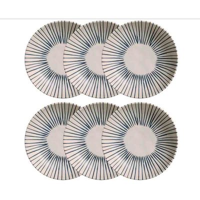 Conjunto com 6 Pratos Fundos Porto Brasil Bio Elemento em Stoneware 22,5 cm Cinza