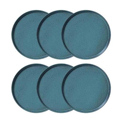 Conjunto com 6 Pratos Rasos Porto Brasil Neo Night Sky em Stoneware 27 cm Azul