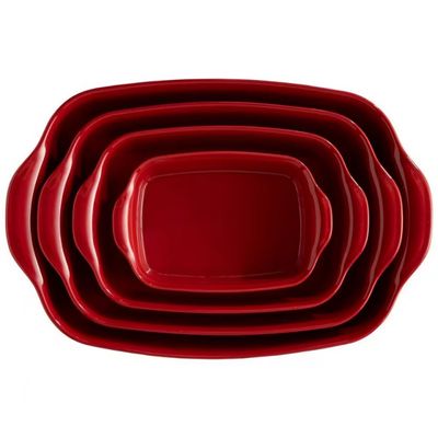 Travessa Retangular em Cerâmica 42x28cm Emile Henry Vermelho