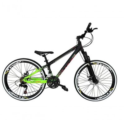 Bicicleta Aro 26 Vikingx Tuff X44 Preto-verde 21v Alumínio Freio A Disco Aros Vmaxx Pretos