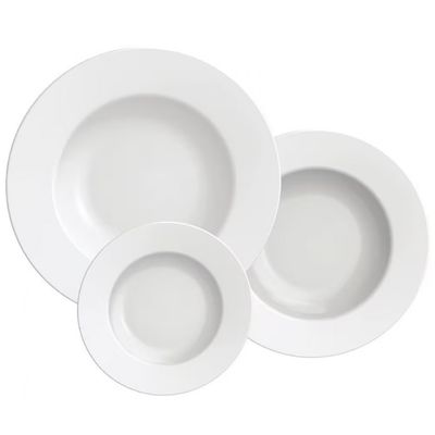 Conjunto com 12 Pratos Tramontina Maria Augusta em Porcelana Branco