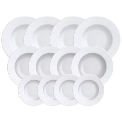 Conjunto com 12 Pratos Tramontina Maria Augusta em Porcelana Branco