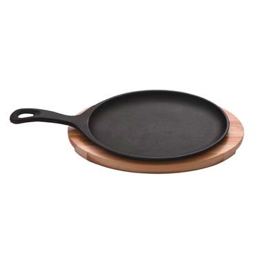 Tábua Mix Grill Oval Tramontina 10239638 em Madeira e Ferro Fundido 30,5 cm Preto com Marrom